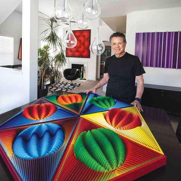 Op-Artist Henry Parada displaying his works in his West Sacramento home