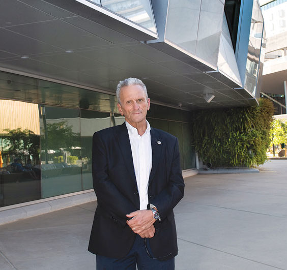 Writer Gary Delsohn standing in front of the Golden 1 Center in Sacramento