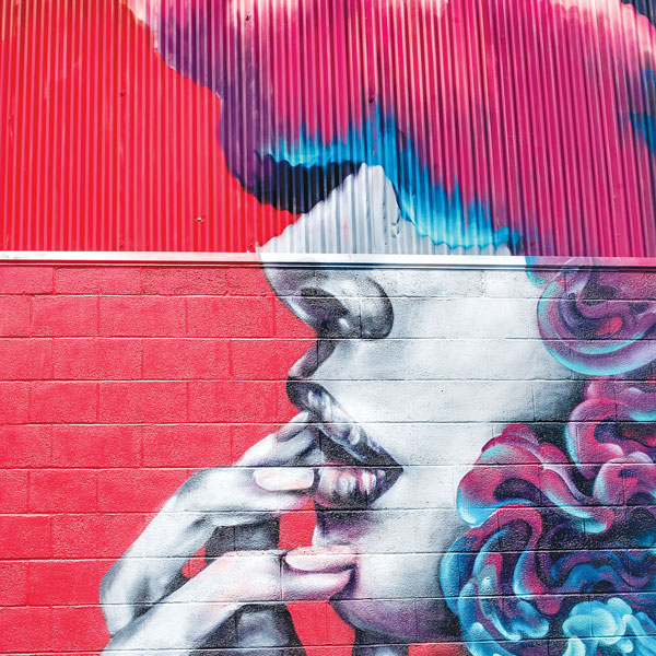 Red mural in Sacramento