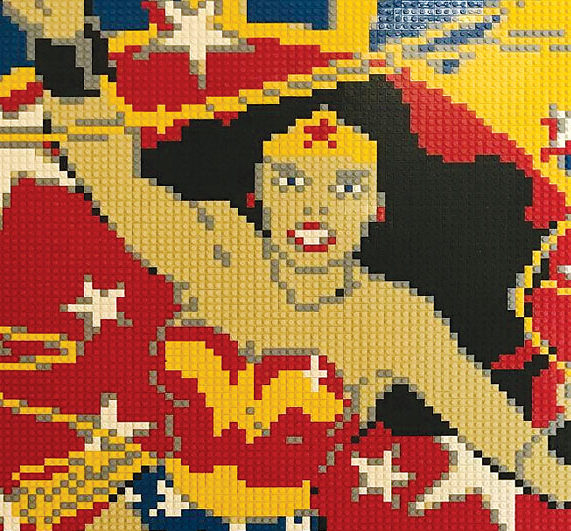 Lego art of Wonder Woman created by Sacramento artist David Tracy